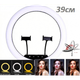 Кольцевая LED лампа селфи подсветка набор блогера Ring Light LS 360-39см 220V с 2 креплениями для телефона+пульт - изображение 1