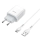 Зарядний пристрій Hoco C72A Glorious (1USB, 2.1А) White (6931474713018) + кабель Type-C - зображення 4