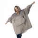 Плед толстовка двухсторонняя Huggle Hoodie халат с капюшоном и рукавами унисекс серый - изображение 1