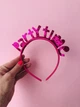 Обруч с блестящими буквами "PARTY TIME" для вечірки малиновий (s90) - зображення 3