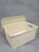 Кошик пластиковий плетений з кришкою Plast Art 17л 40х29,5х19 см бежевий (0588) - зображення 3