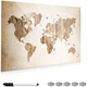 Дошка магнітно-маркерна скляна Navaris World Map Vintage, 90x60x0.4 см, коричневий (4063004017852) - зображення 1