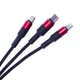 Тканевый Кабель Быстрой Зарядки И Синхронизации 3 В 1 - Lightning Micro USB Type-C black with red 6980065165859 - изображение 4