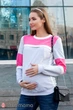 Світшот для вагітних і годуючих Юла Мама Saverine XS сірий меланж/рожевий/молоко (SW-39.012) - зображення 2