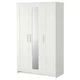 Гардероб IKEA BRIMNES с 3 дверцами 117x190 см белый (404.079.22) - зображення 1