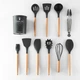 Силіконовий кухонний набір приладдя Kitchen Set 12 предметів (дерево+силікон) чорний - зображення 4