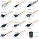 Силіконовий кухонний набір приладдя Kitchen Set 12 предметів (дерево+силікон) чорний - зображення 5