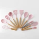 Силіконовий кухонний набір приладдя Kitchen Set 12 предметів (дерево+силікон) рожевий - зображення 2