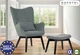 Мягкое Кресло Wingback в Гостиную с Подставкой Пуфиком для Ног Польша Sofotel Norse Серое / Черное - изображение 1