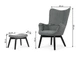 Мягкое Кресло Wingback в Гостиную с Подставкой Пуфиком для Ног Польша Sofotel Norse Серое / Черное - изображение 2