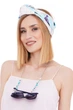 Летний тюрбан MyScarf узел one size Голубой с цветами - изображение 2