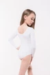 Купальник для гимнастики и хореографии WorldG WHITE BASE-110-116 с рукавами спинка трикотаж белый - изображение 2