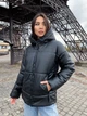 Зимняя женская куртка с капюшоном эко кожа K&ML 07 (42-48) Черный (07 - 01) - изображение 3