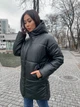 Зимова жіноча куртка з капюшоном еко шкіра K&ML 08 (42-48) Чорний (08 - 01) - зображення 3