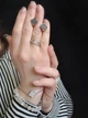 Серебряные серьги - Клевер с черными камнями Харьков Цепь ван клиф с английским замком родированные при ухе 5229-р-сережки-черный - изображение 4