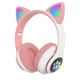 Беспроводные Детские Bluetooth наушники с подсветкой с MicroSD с FM-Радио Cat STN-28 с Кошачьими Ушками Розовые - изображение 1