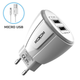 Мережеве зарядне (ЗЗУ) MOXOM 2в1 micro 2USB/2.1A (KH-68) білий - зображення 1