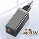 Зарядний пристрій Baseus GaN Quick Charger 45W (Type-C+USB) + кабель USB-C 60W для MacBook/iPad/iPhone/Android black - зображення 1