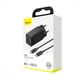 Зарядний пристрій Baseus GaN Quick Charger 45W (Type-C+USB) + кабель USB-C 60W для MacBook/iPad/iPhone/Android black - зображення 3