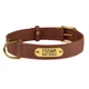 Ошейник для Собак Кожаный с Гравировкой BronzeDog Crazy Коньячный 10 мм 19-25 см (00424) - изображение 2