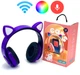 Наушники Bluetooth со светящимися RGB ушками, микрофон, фиолетовый - изображение 1