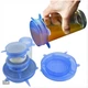 Силиконовые универсальные крышки для посуды Silicone Sealing Lids набор 6 штук синие - изображение 2