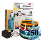 3D-ручка с разноцветным Эко Пластиком 250 м (20 цветов) c Трафаретами и Светящимся пластиком с экраном Blue - изображение 1