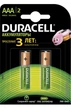 Аккумулятор Duracell Recharge NI-MH AAA 750 mAh 2 шт - изображение 1