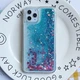 Чехол Glitter для Iphone 11 Pro бампер жидкий блеск Синий - изображение 3