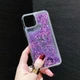 Чехол Glitter для Iphone 11 бампер жидкий блеск Фиолетовый - изображение 3
