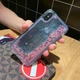 Чехол Glitter для Iphone X бампер жидкий блеск Сердце Розовый - изображение 2