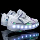 Роликовые кроссовки для девочек с LED подсветкой белые на 2-х колесах (LR 1248) 32(20,5см) - изображение 5