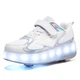 Роликовые кроссовки для девочек с LED подсветкой белые на 2-х колесах (LR 1248) 32(20,5см) - изображение 7
