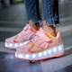 Роликові кросівки для дівчаток з LED підсвічуванням персикові на 2-х колесах (LR 1249) 33(21см) - зображення 11