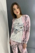 Комплект (Халат + футболка + штани + тапки) Pijamoni Tenderness XL Ніжно-рожевий (9027) - зображення 2