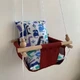 Детская качеля Infancy Синие дино, Бордовая основа - изображение 1