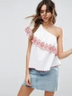 Топ на одно плечо из хлопка с вышивкой и рукоделием ASOS 5626879 3XL (885563XL) Белый - изображение 1