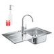 Набір Grohe мийка кухонна K400 31570SD0 + змішувач Concetto 32663001 + дозатор для миючого засобу Contemporary 40536000 - зображення 1