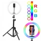 Кільцева LED лампа 4 в 1 RGB 26 см 25 W з пультом, з тримачем для телефону селфі кільце для блогера зі Штативом 210 см - зображення 2