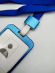 Бейджик на ленте Blue Metallic, синий металлический вертикальный офисный бейдж на шею, бейджик на шнурке, Chansin (31269022) - изображение 2