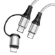 Кабель USB HOCO X50 2in1, Type-C - Type-C + Lightning, PD (1М) (сірий) - зображення 1