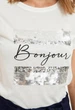 Футболка Defacto Bonjour c паетками 2XL Белая (DeF Woman -3013-5) - изображение 3