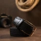 Мужской текстильный брючный ремень классической пряжкой Vintage черного цвета (bg205fash25) - изображение 8