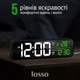 Часы настольные электронные зеркальные Losso Premium (GT) LONG с LED подсветкой, черные - изображение 3