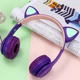 Беспроводные Bluetooth наушники с кошачьими ушками и лед подсветкой Y47 Cat Ear Фиолетовые - изображение 1