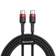 Кабель Baseus Cafule USB-C-USB-C, PD2.0 60W 1м Black/Red (CATKLF-G91) - зображення 1