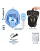 Маска для плавания детская Seagard Easybreath-II XS с 4 клапанами и креплением для камеры полнолицевая панорамная сферическая линза с обзорностью 180° Синяя - изображение 4