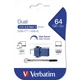 USB флеш накопитель Verbatim 64GB Dual USB Drive USB 3.0/Type-C (49967) - изображение 2