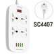 Удлинитель сетевой Ldnio SC4407 4 розеки 4 USB |2500W, 2m EU Plug, QC3.0, 3.1A|/18W|. White - изображение 3