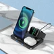 Бездротовий зарядний пристрій Hoco CW33 Wisdom 2-In-1 Wireless Charger Black (CW33) - зображення 8